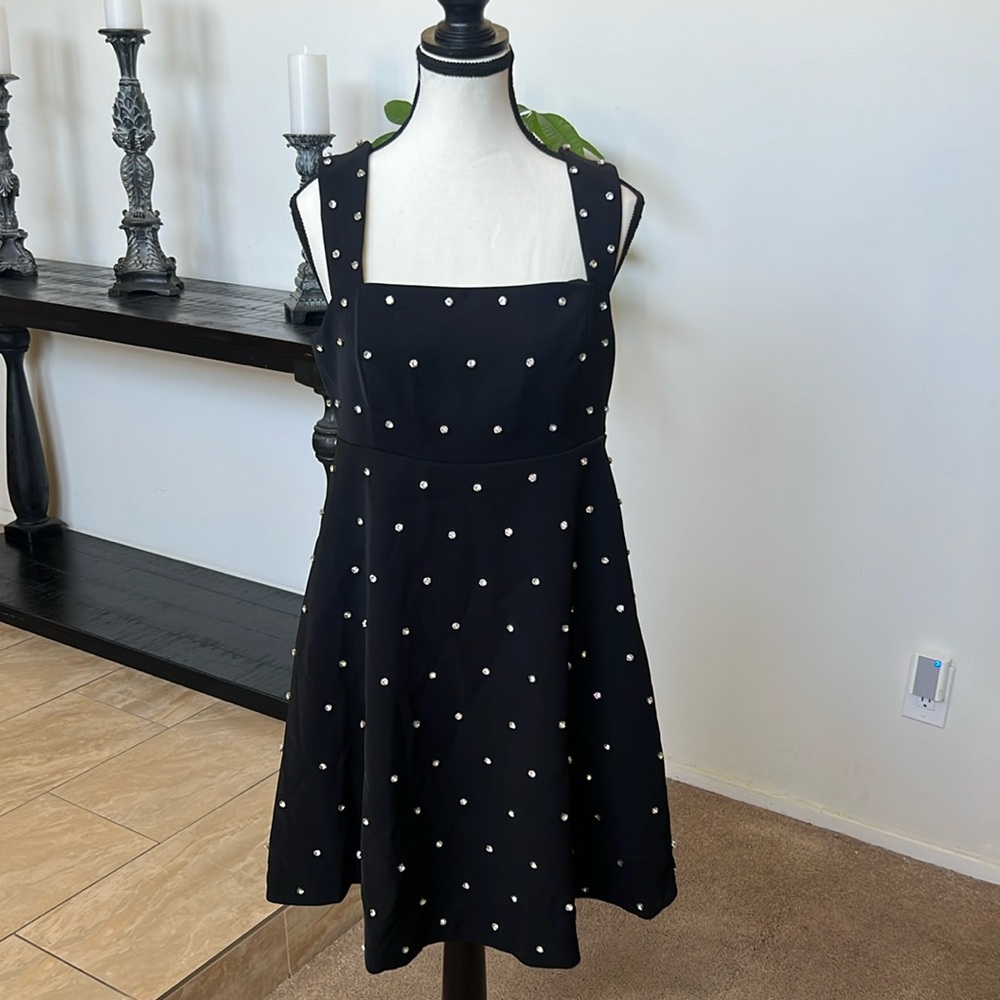 NWT Chic Black Dress with Rhinestones throughout